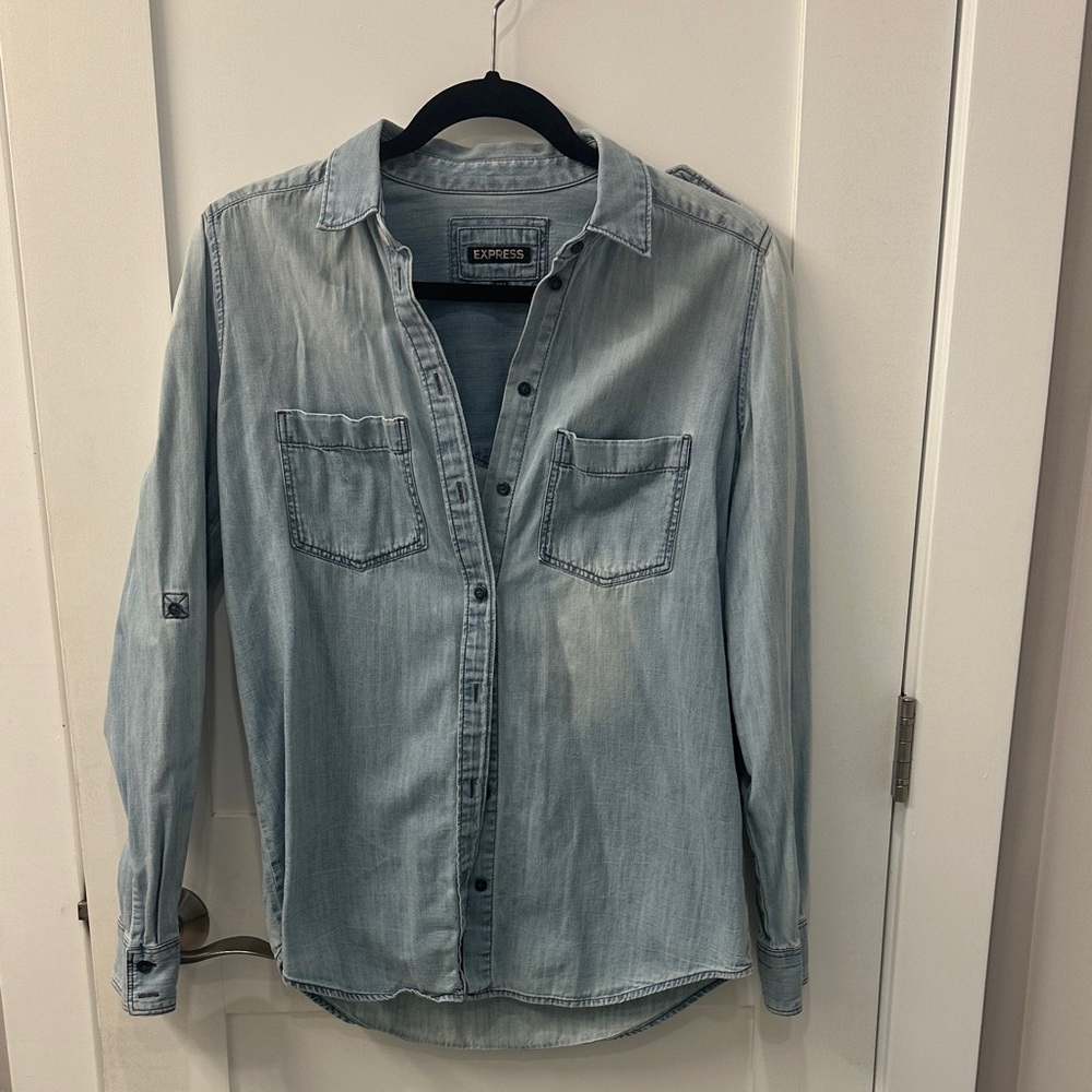 Express Faded Blue Denim Shirt